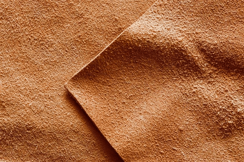 Split leather textile laid flat