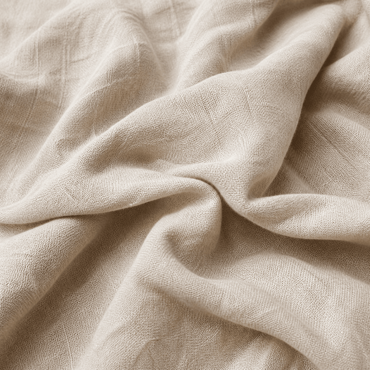 Washed linen textile laid flat